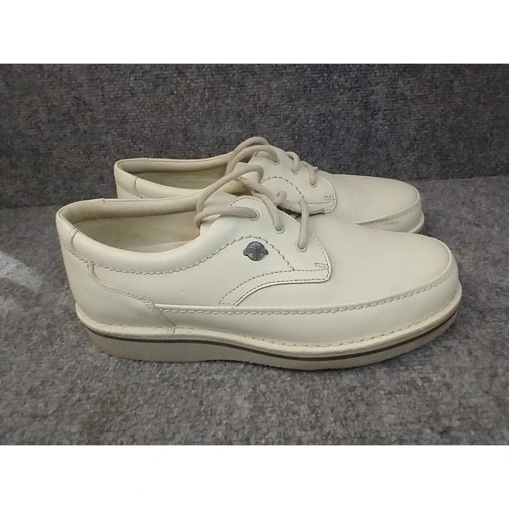 The Body Shoe Walking Oxfords Mens 9 5E White Leather Comfort Curve 18235